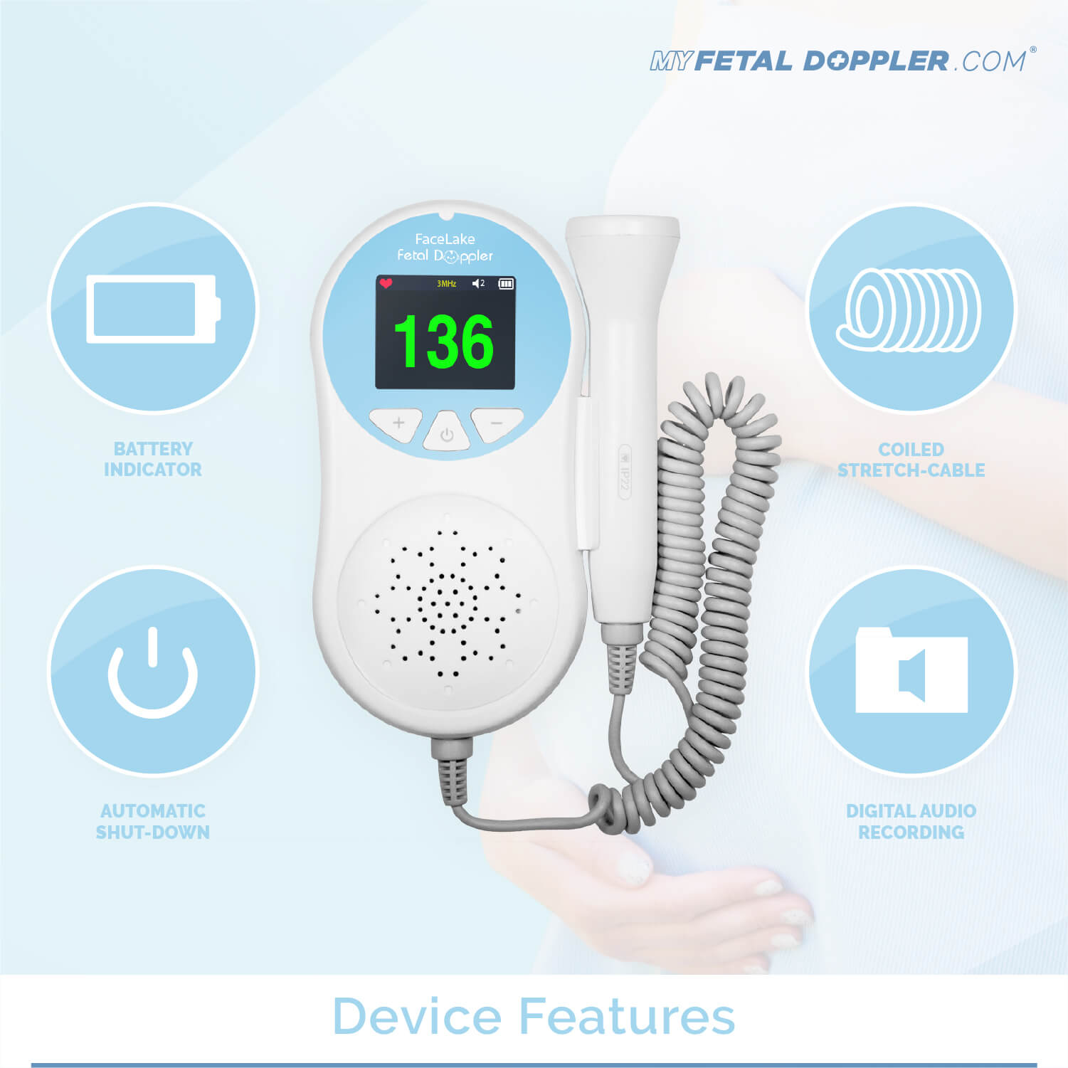 200B-BU Fetal Doppler Heart Beat Monitor Backlight LCD – Ynpuz